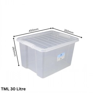 TML Clear Plastic Storage Box & Lid Size 06 (30 Litre)